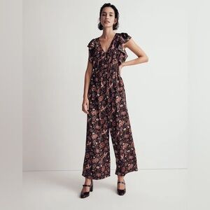 Madewell NWT Deep-V Ruffled Jumpsuit in Pampas Blooms Floral XXL